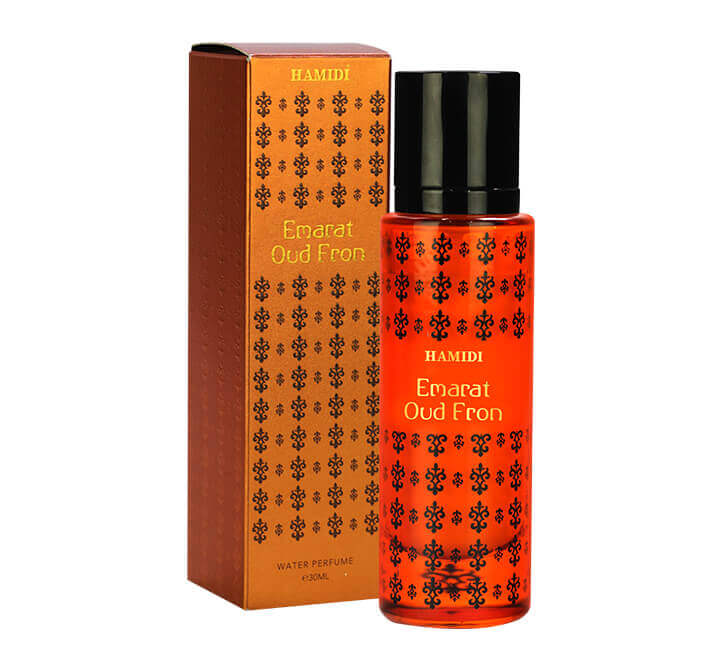 Water Perfume Emarat Oud Fron 30ML Deluxe CollectionPerfumes & FragrancesModern yet timeless, EMARAT OUD FRON, combines woody, spicy & ambery notes. The dynamic freshness of saffron & rose is exhibited initially, drying to a warm labdanum & spicy accords,